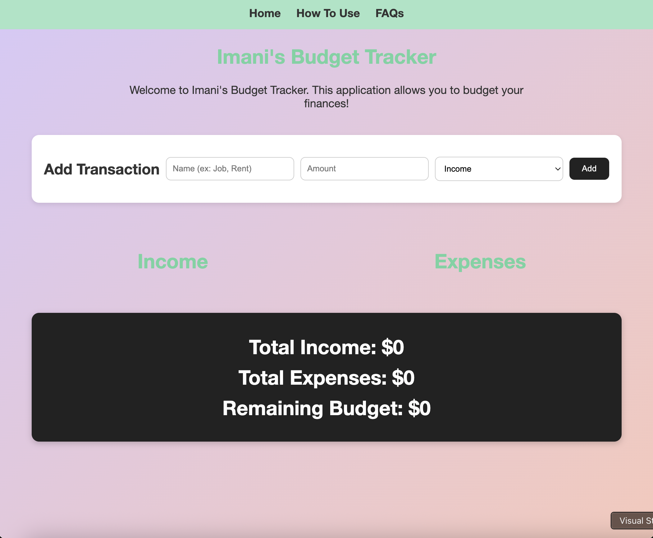 Budget Tracker app