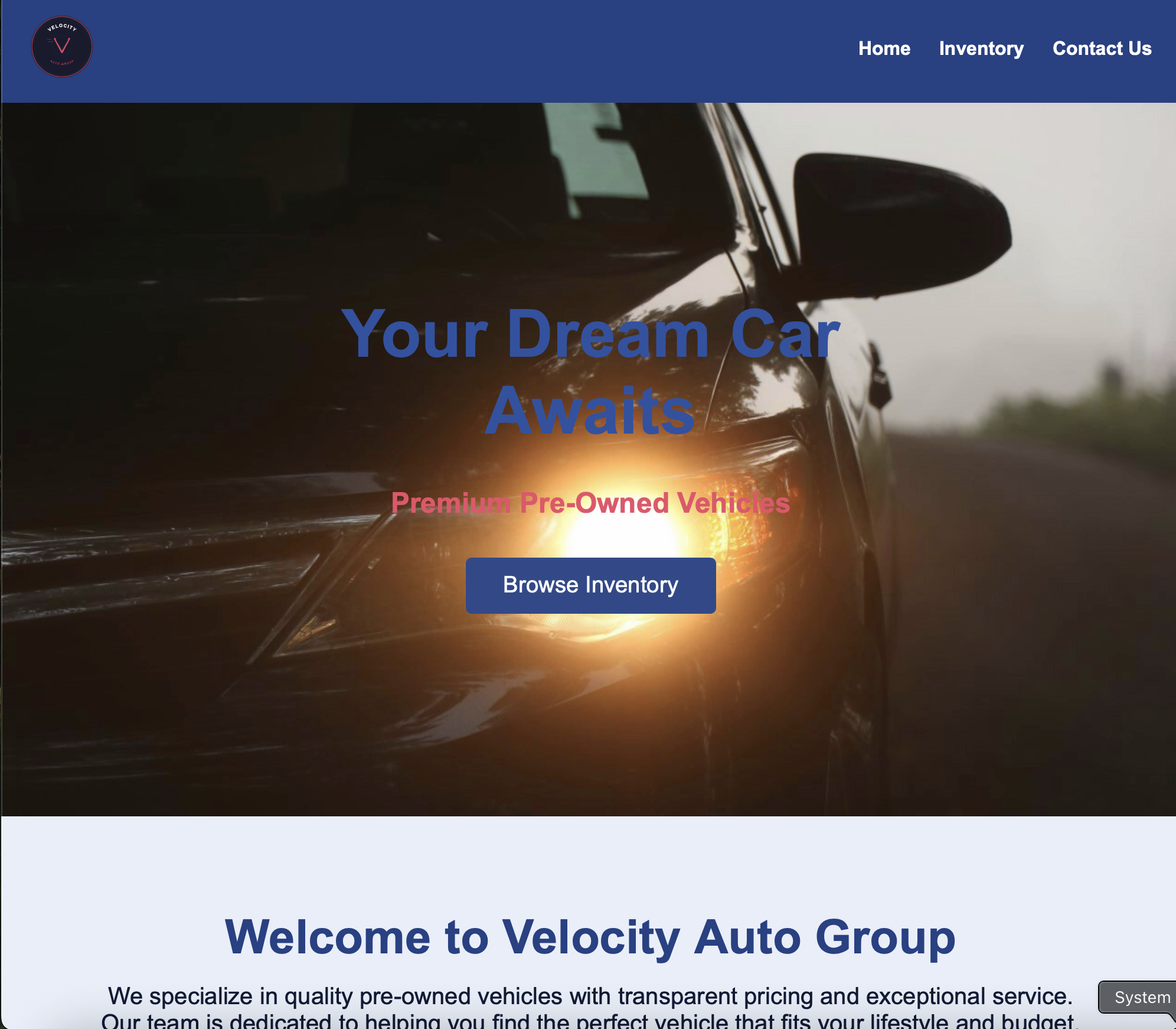 Screenshot of E-Commerce project