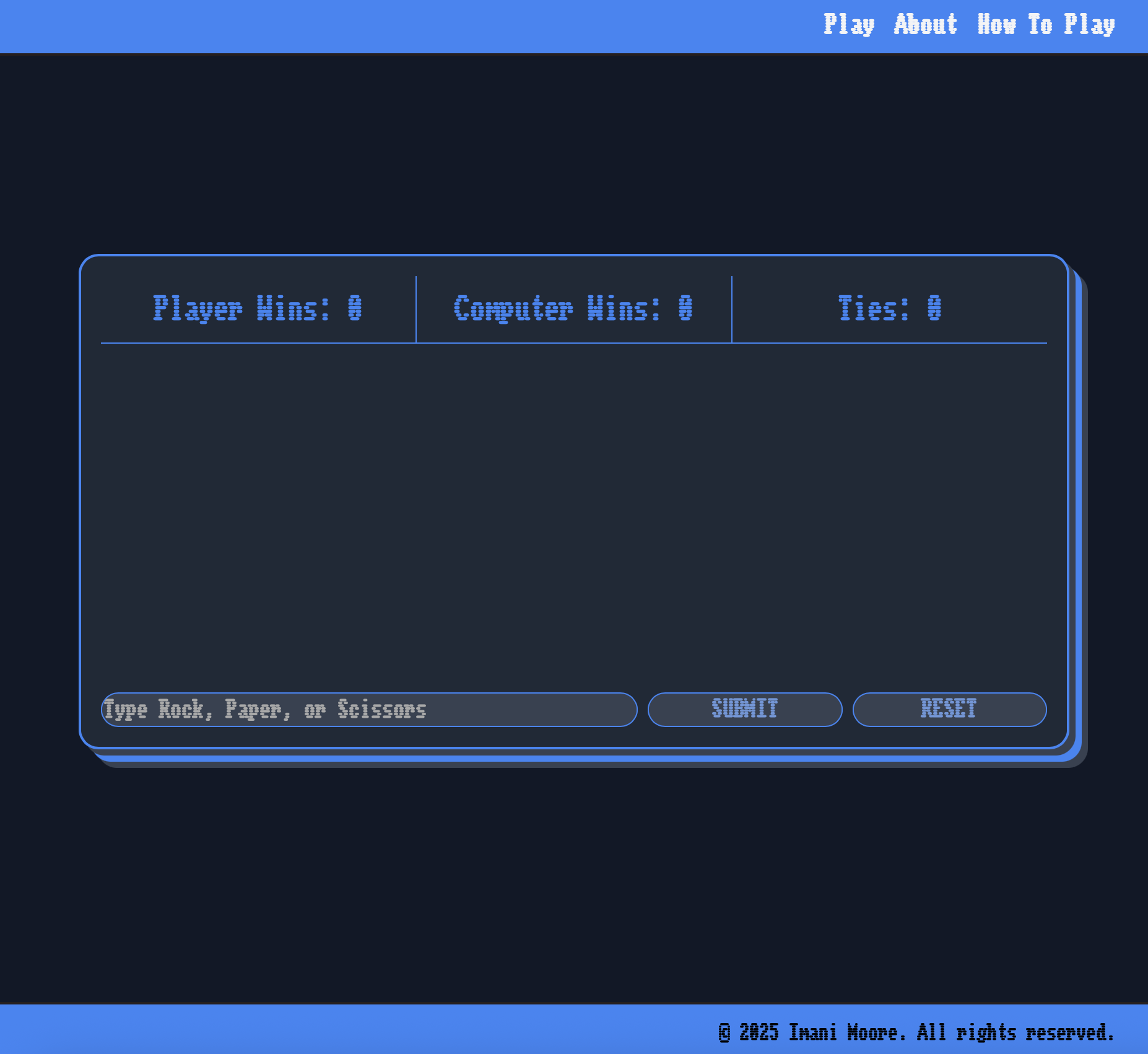 Rock Paper Scissors game interface